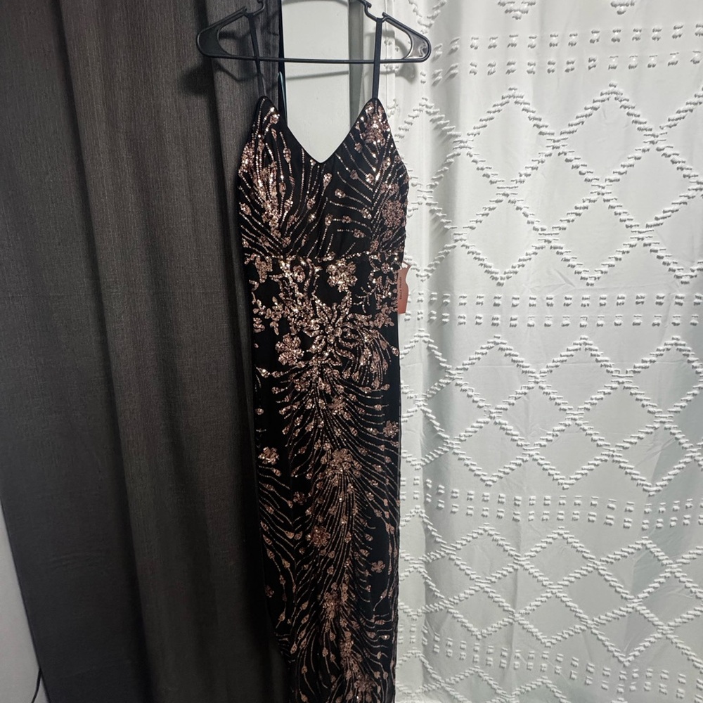 Elegant Black and Rose Gold Women's Dress